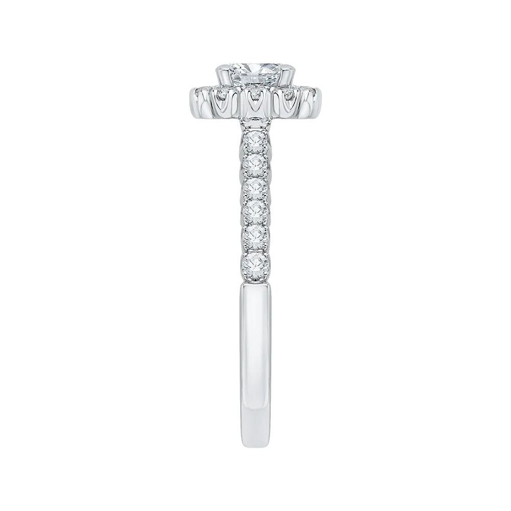 14K White Gold Cushion Diamond Halo Engagement Ring