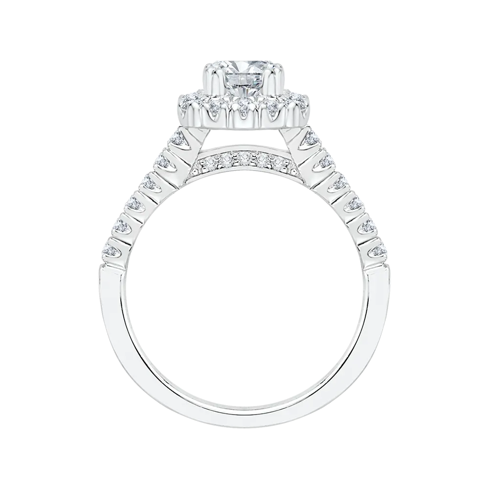 14K White Gold Cushion Diamond Halo Engagement Ring