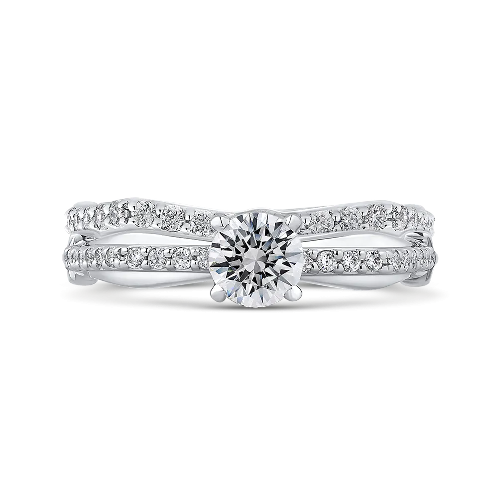14K White Gold Round Cut Diamond Engagement Ring