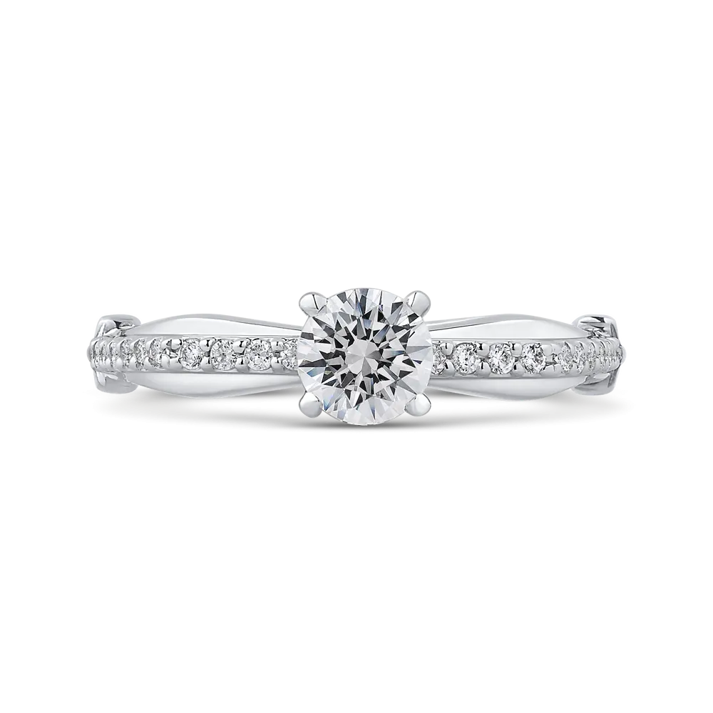 14K White Gold Round Cut Diamond Engagement Ring