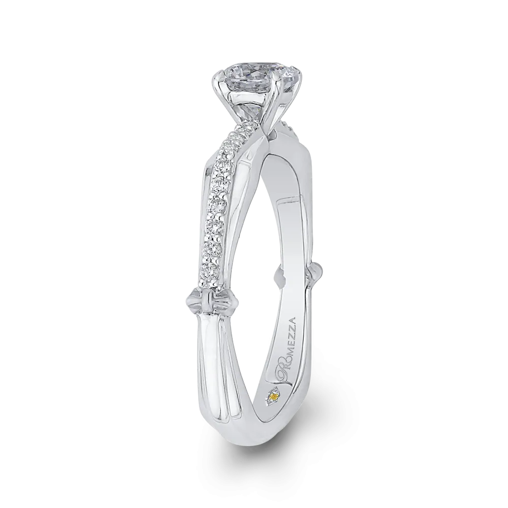 14K White Gold Round Cut Diamond Engagement Ring