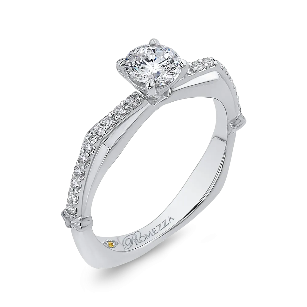 14K White Gold Round Cut Diamond Engagement Ring