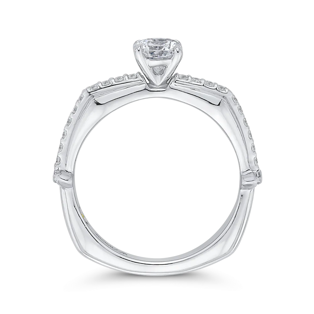 14K White Gold Round Cut Diamond Engagement Ring