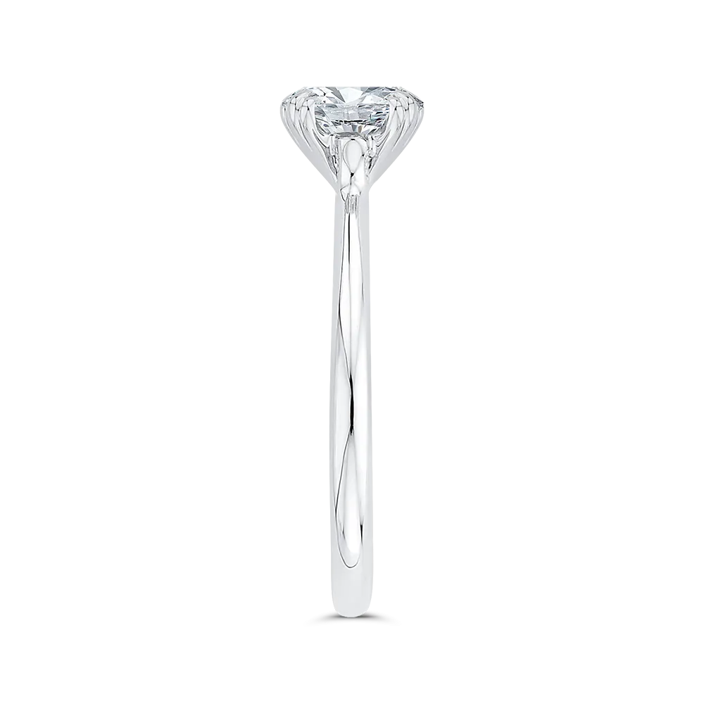 14K White Gold Round Diamond Engagement Ring (Semi Mount)
