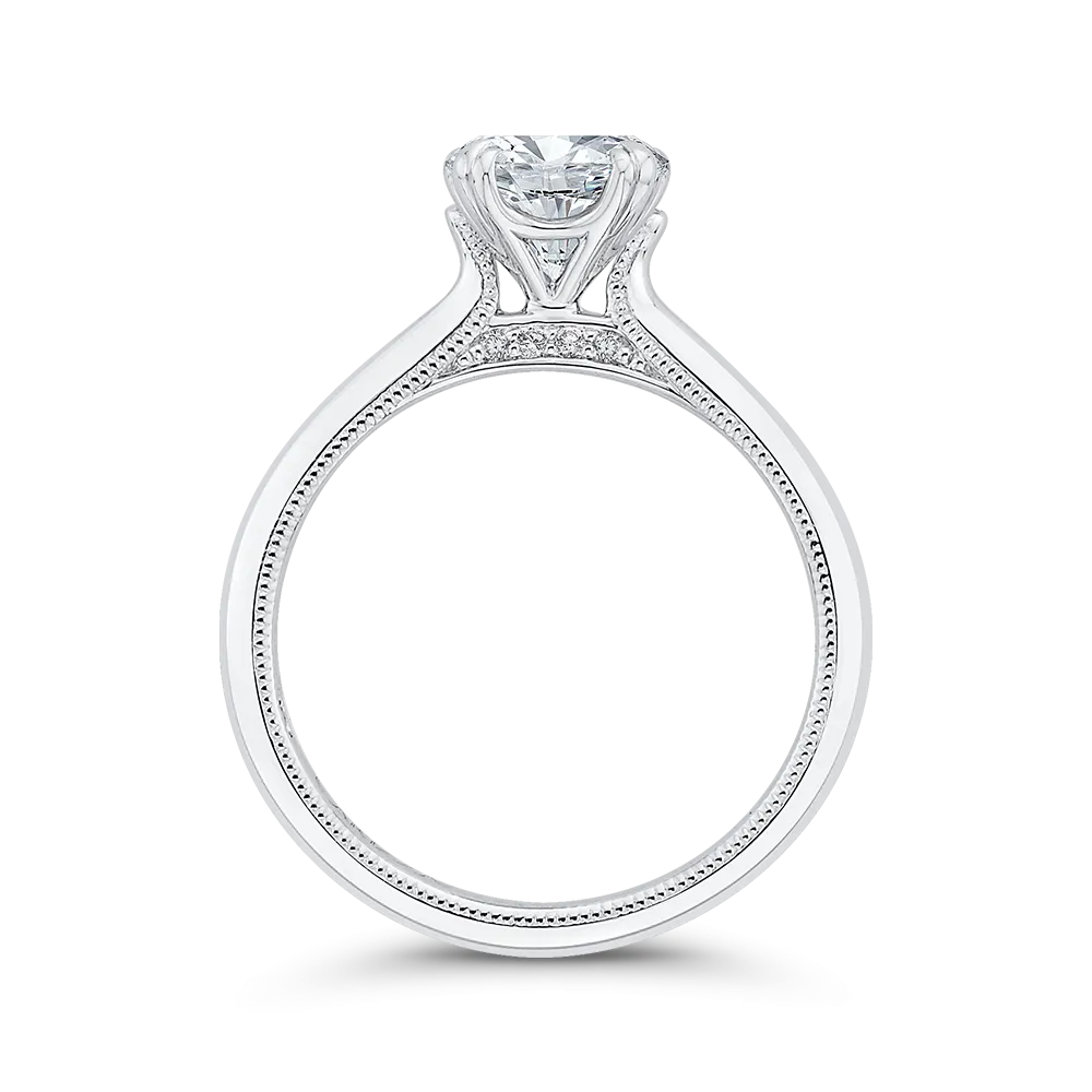 14K White Gold Round Diamond Engagement Ring (Semi Mount)