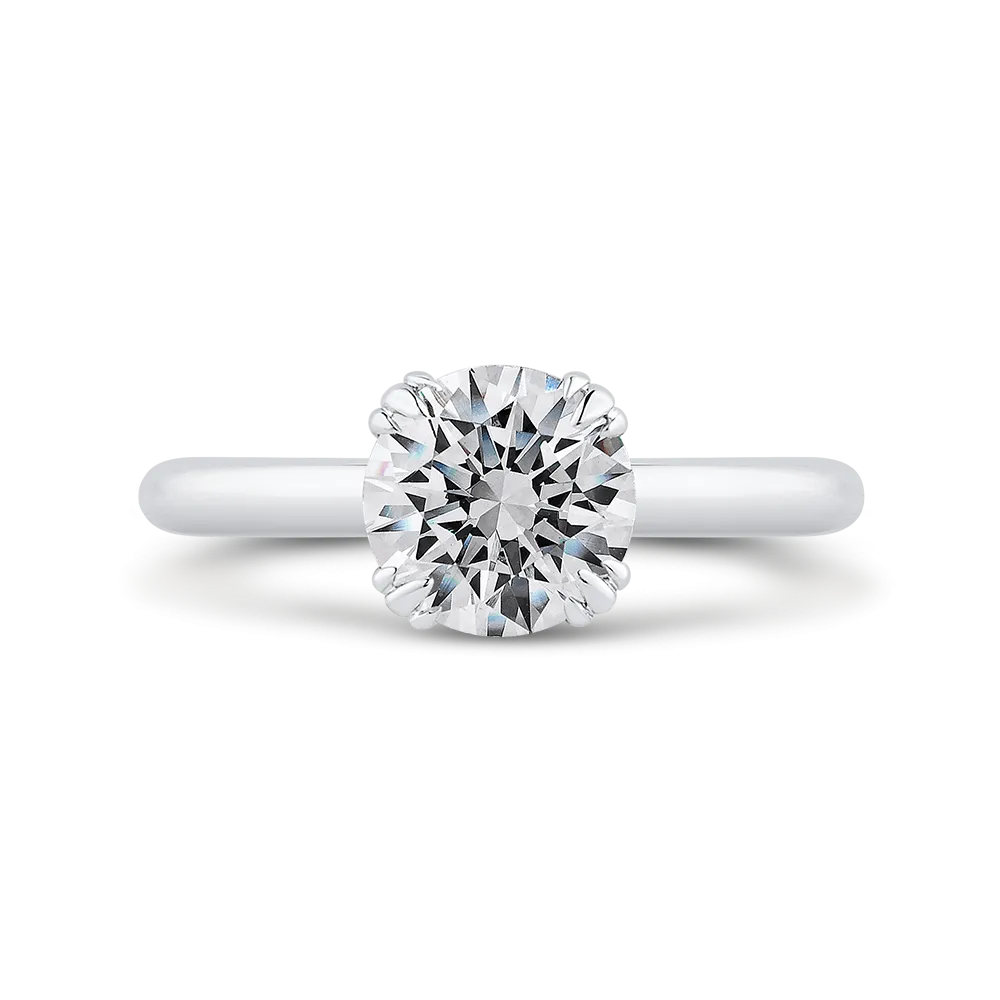 14K White Gold Round Diamond Engagement Ring (Semi Mount)