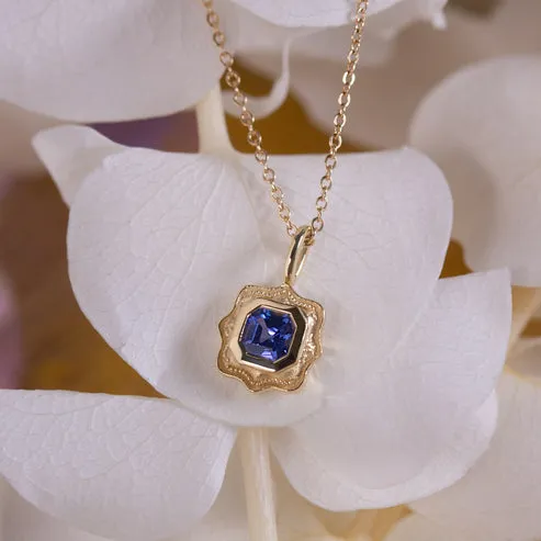 14K Yellow Gold Objet d'Art No.4 Blue Sapphire Pendant