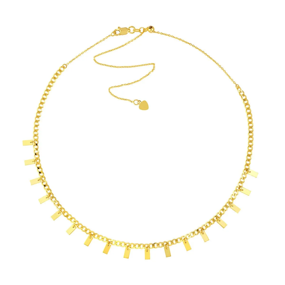 14K Yellow Gold Polished Tags Open Curb Chain Choker
