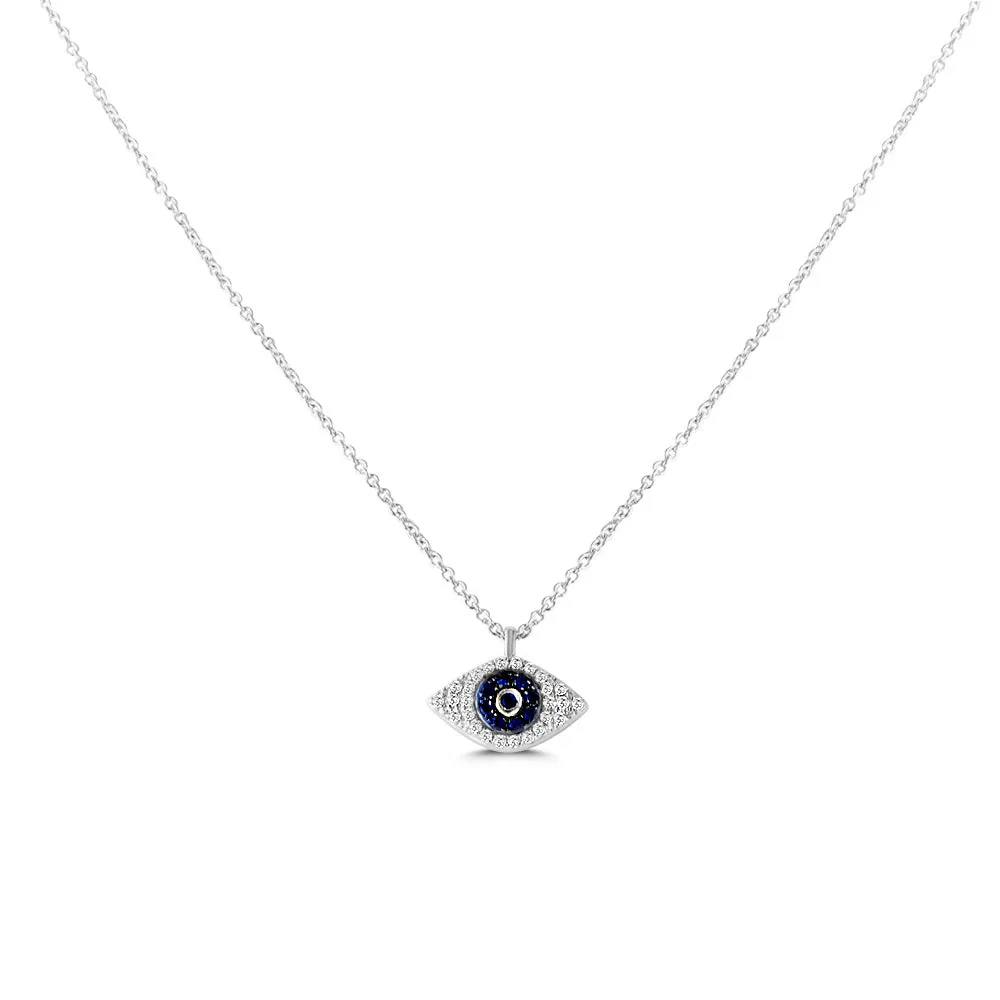 14KW 35D0.14CT,EVIL EYE NECKLACE  (151N097)