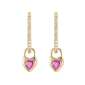 14KY Beating Heart Pink Sapphire Charms