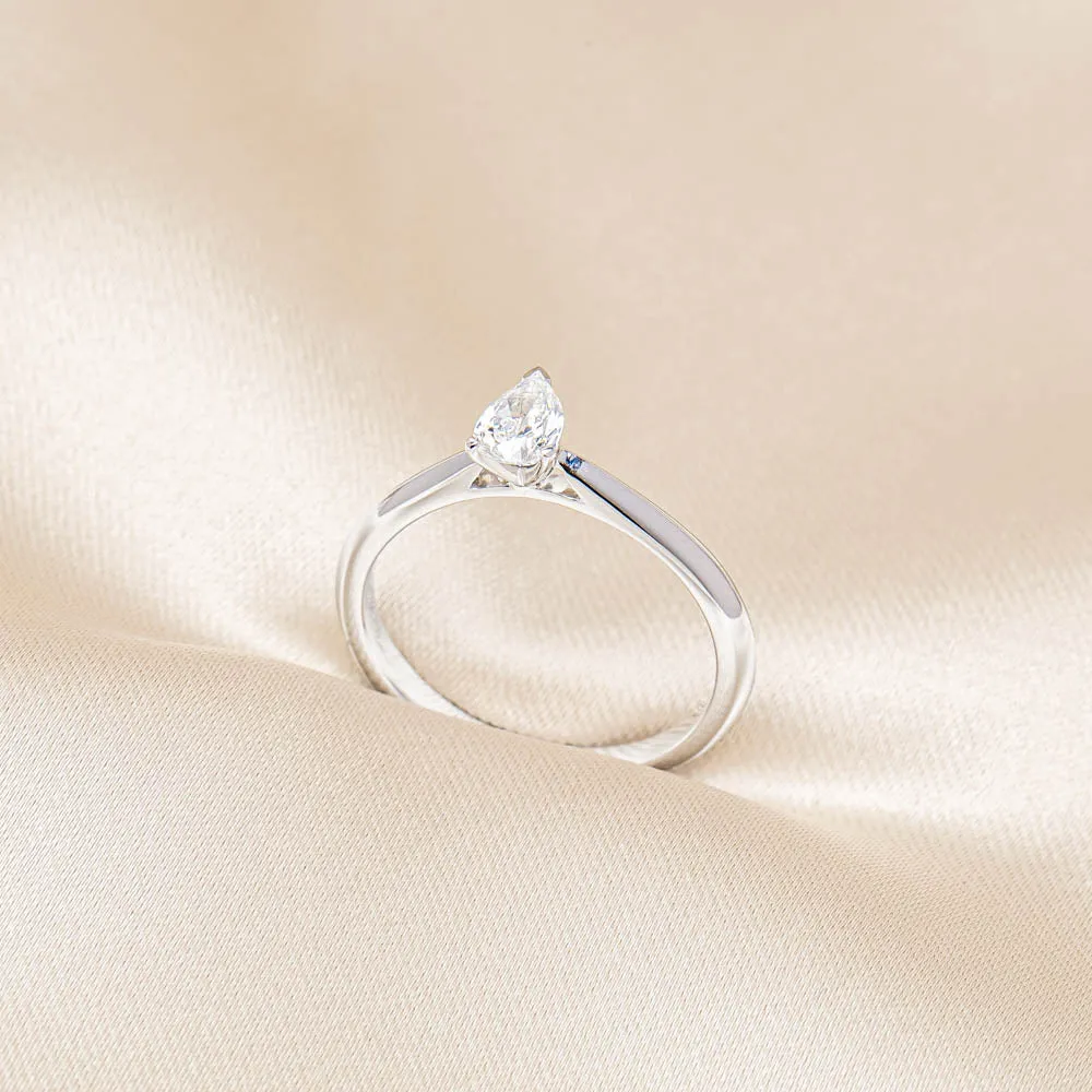 18ct White Gold .40ct Pear Cut Diamond Venetian Ring