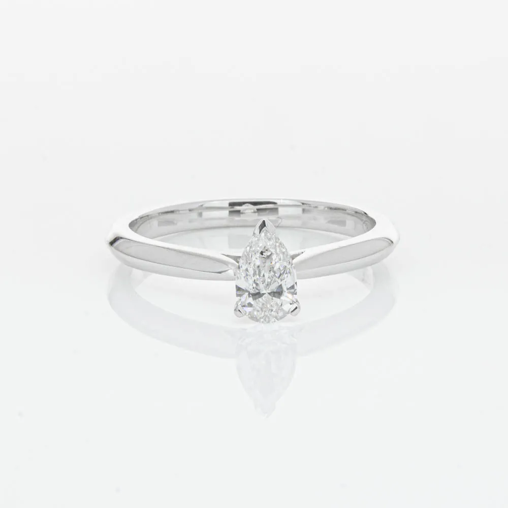 18ct White Gold .40ct Pear Cut Diamond Venetian Ring