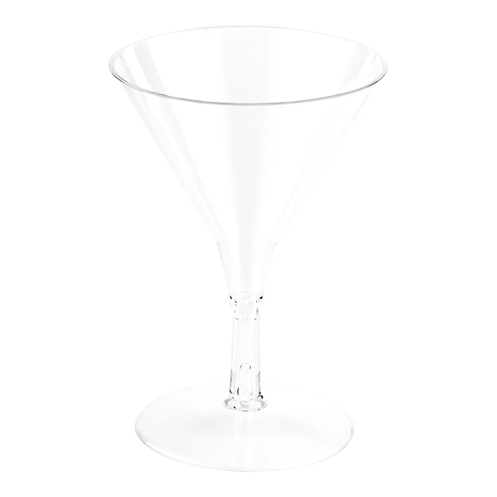 2 oz Round Clear Plastic Mini Martini Glass - 2 1/2" x 2 1/2" x 3 3/4" - 100 count box