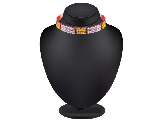 22k Graceful Tushi Gold & Pearl Choker With Red Beads