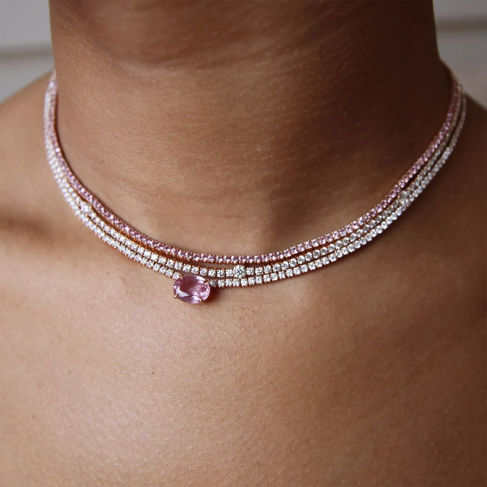 Anita Ko Large Pink Sapphire Hepburn Necklace
