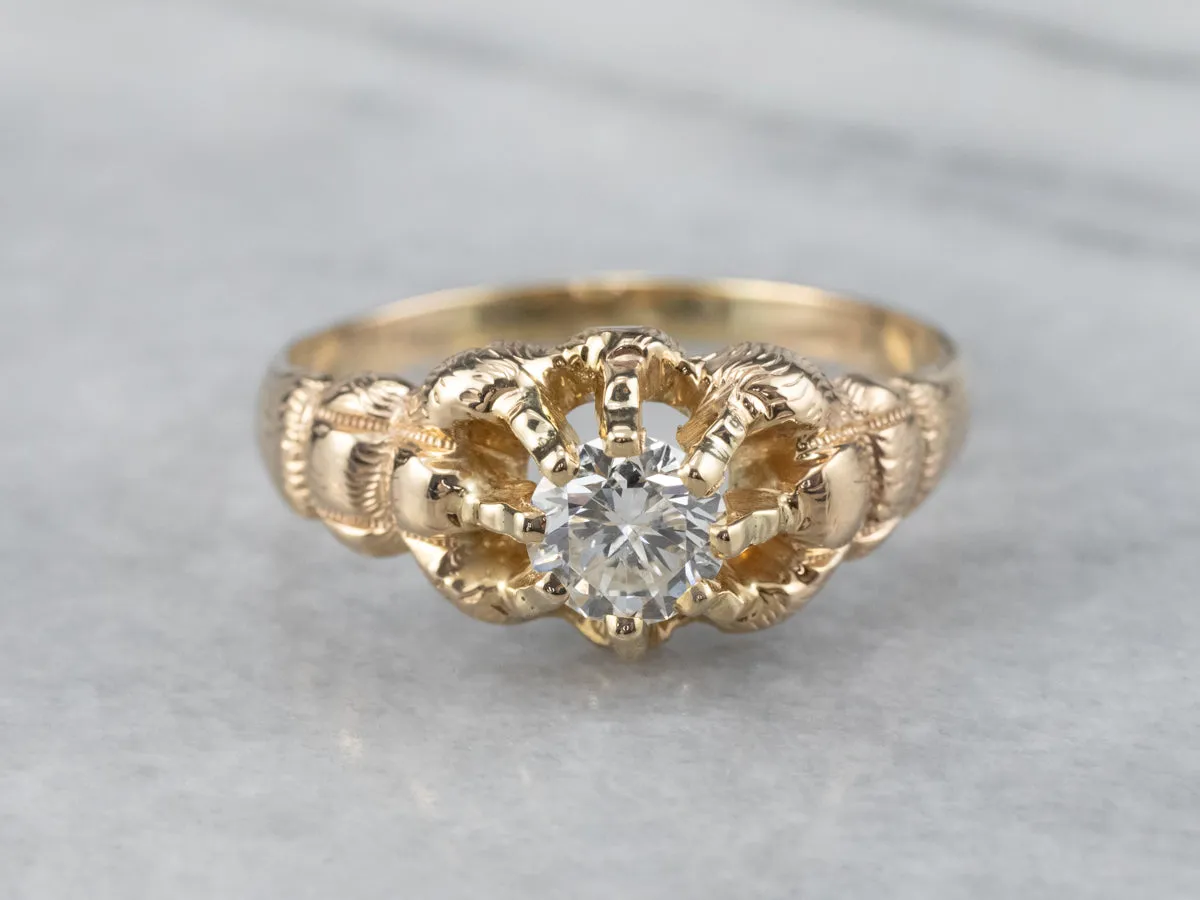 Antique Unisex Diamond Belcher Engagement Ring