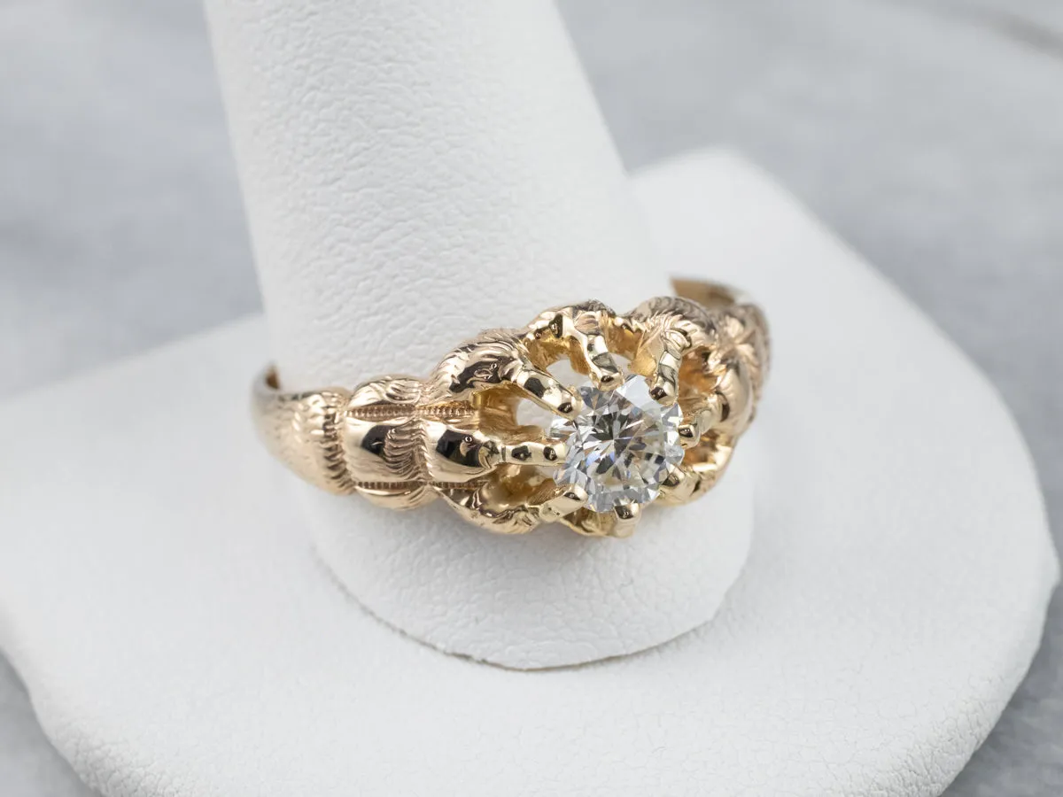 Antique Unisex Diamond Belcher Engagement Ring