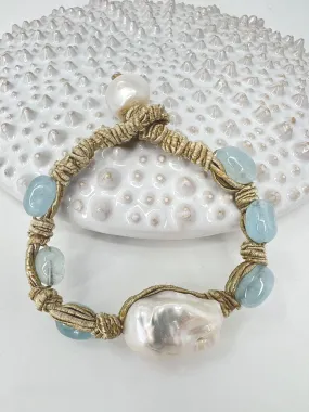 Baroque Pearl Chalcedony Silk Bracelet