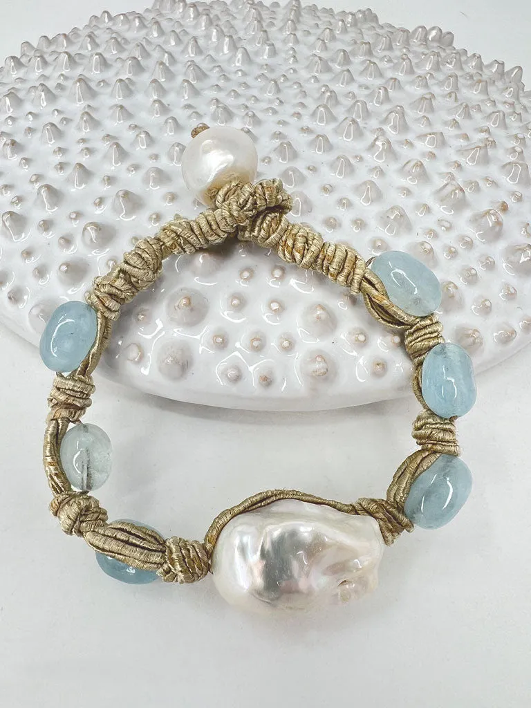 Baroque Pearl Chalcedony Silk Bracelet
