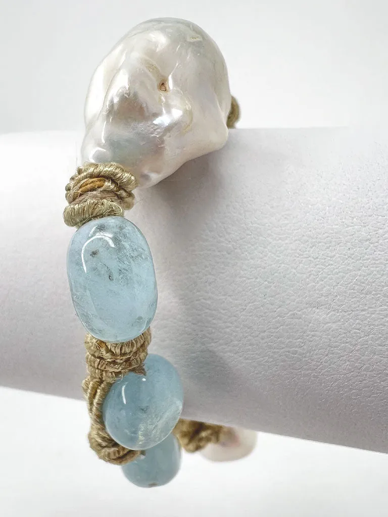 Baroque Pearl Chalcedony Silk Bracelet