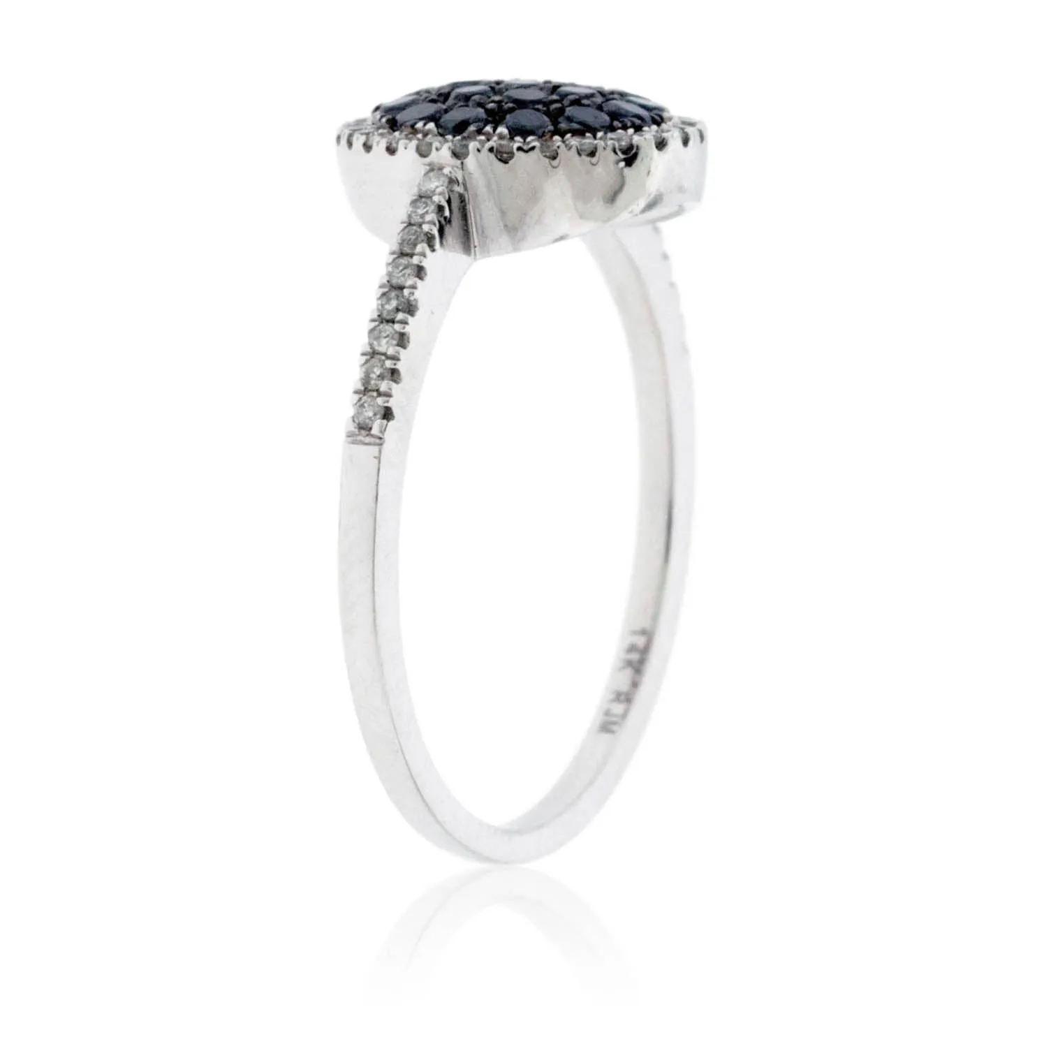 Black Diamond Cluster Centered Diamond Halo Ring