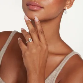 DIAMOND EMERALD CUT HIDDEN HALO RING