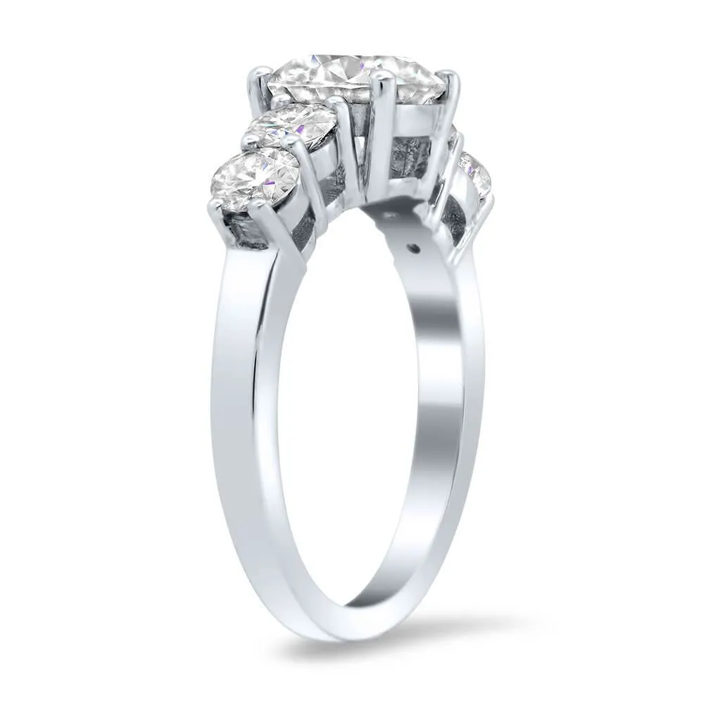 Five Stone Moissanite Forever One Engagement Ring