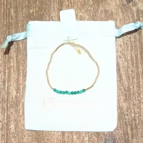 Gold Bliss 2mm Bracelet - Green Onyx