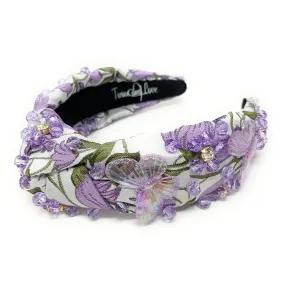 Hand Sewn Butterfly Jeweled Knot Headband