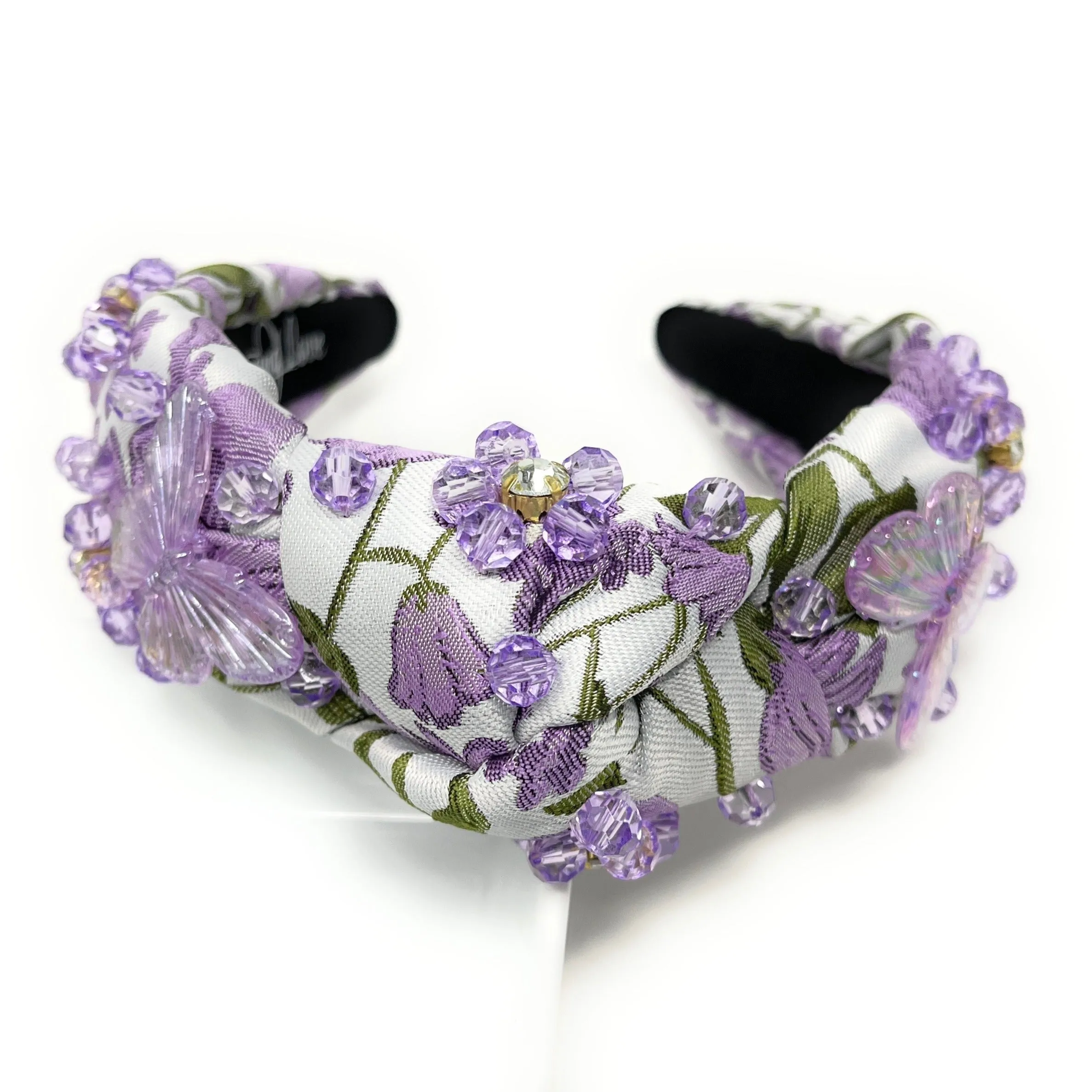 Hand Sewn Butterfly Jeweled Knot Headband