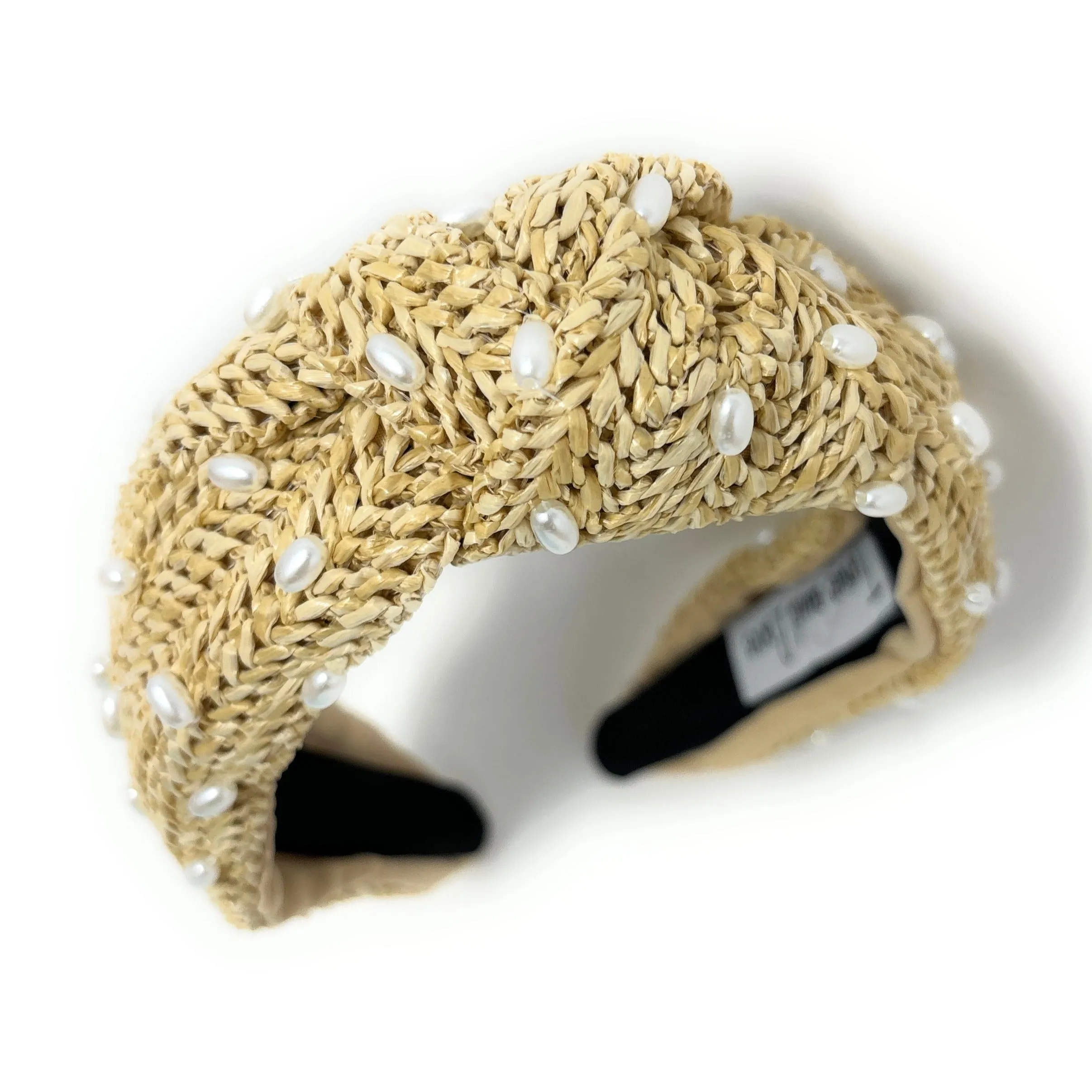 Iris Beige Raffia Knot Headband