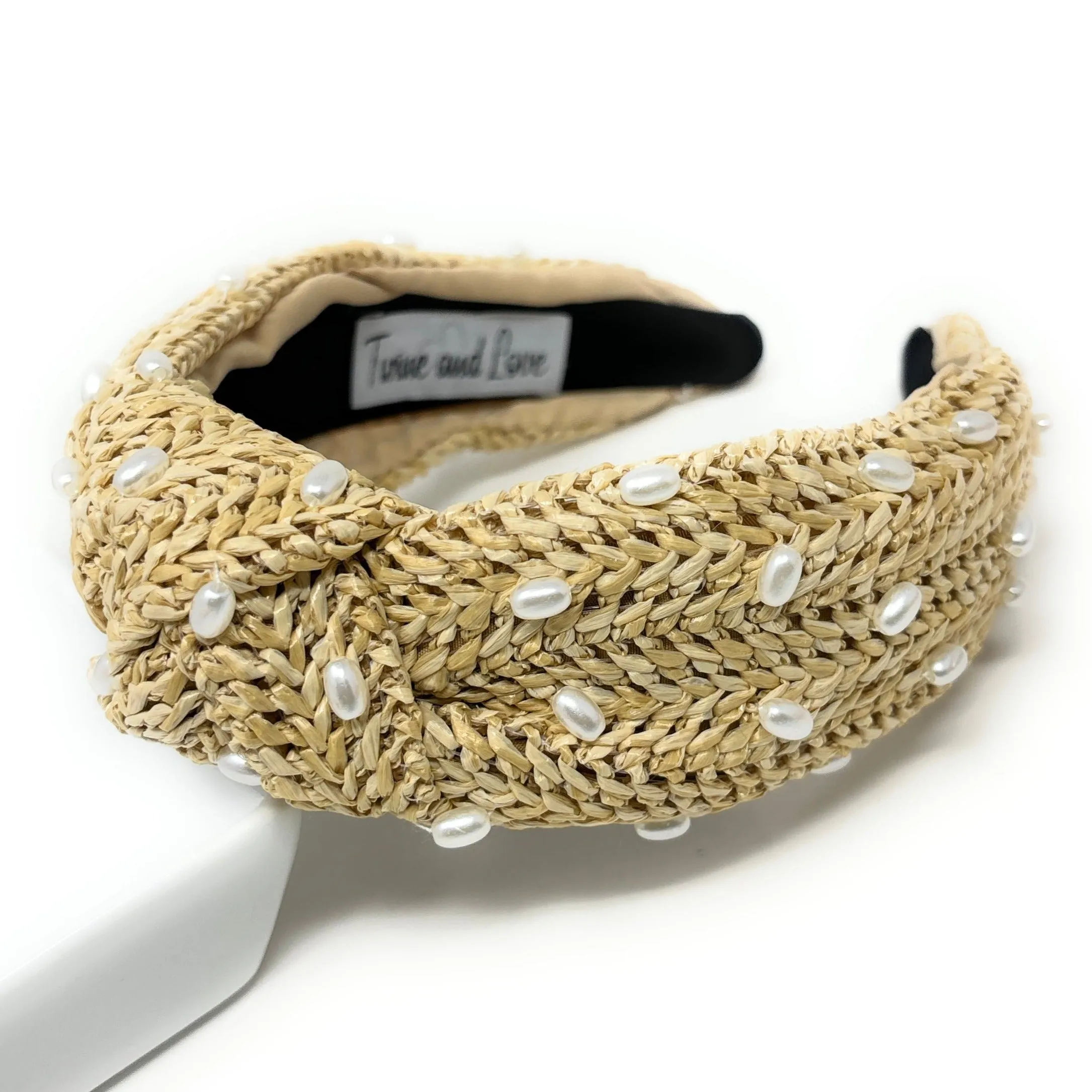 Iris Beige Raffia Knot Headband