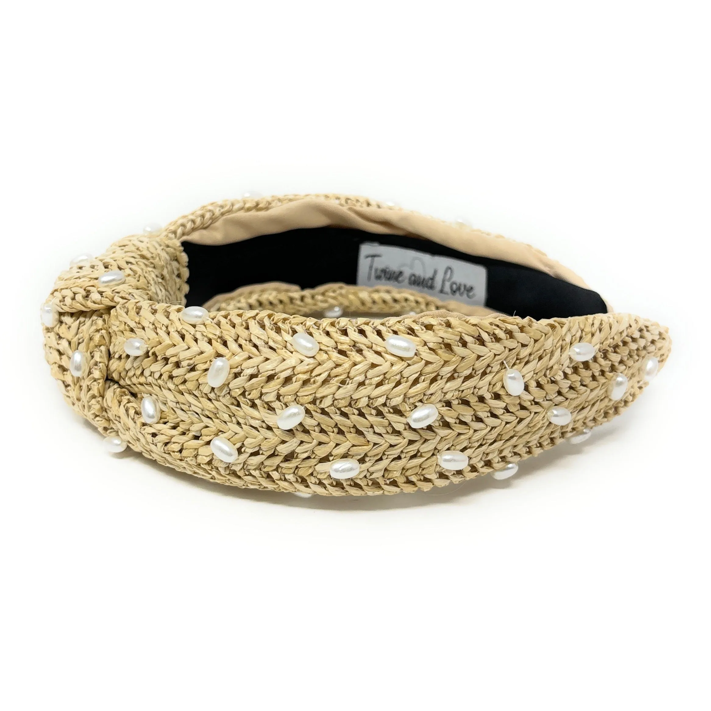 Iris Beige Raffia Knot Headband