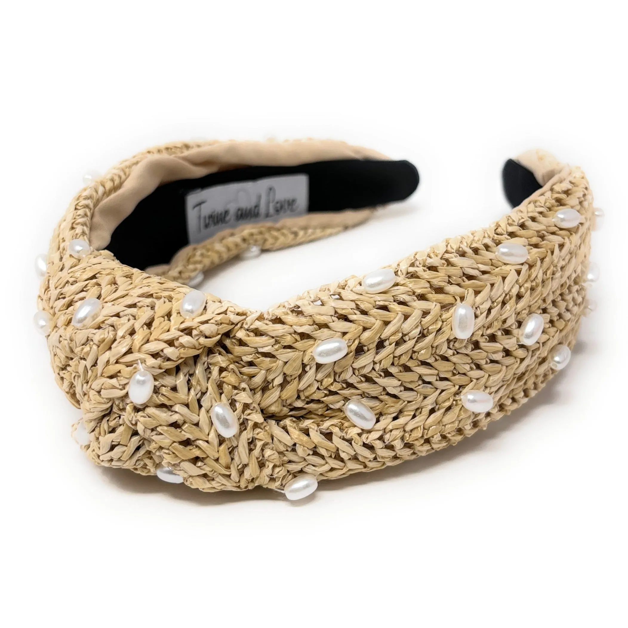 Iris Beige Raffia Knot Headband