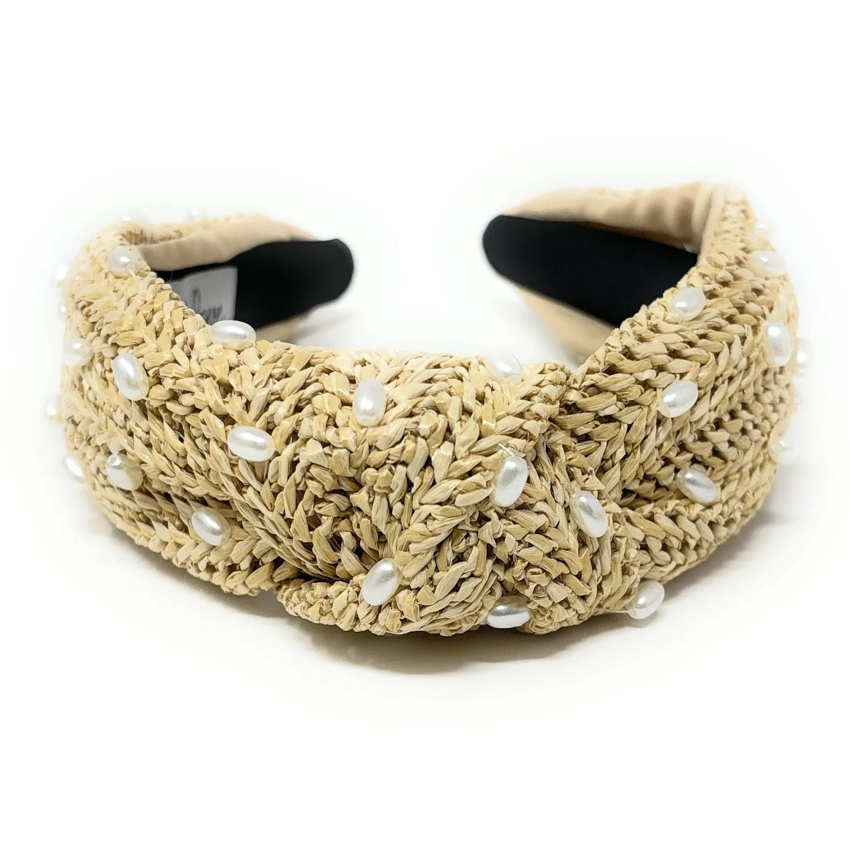 Iris Beige Raffia Knot Headband