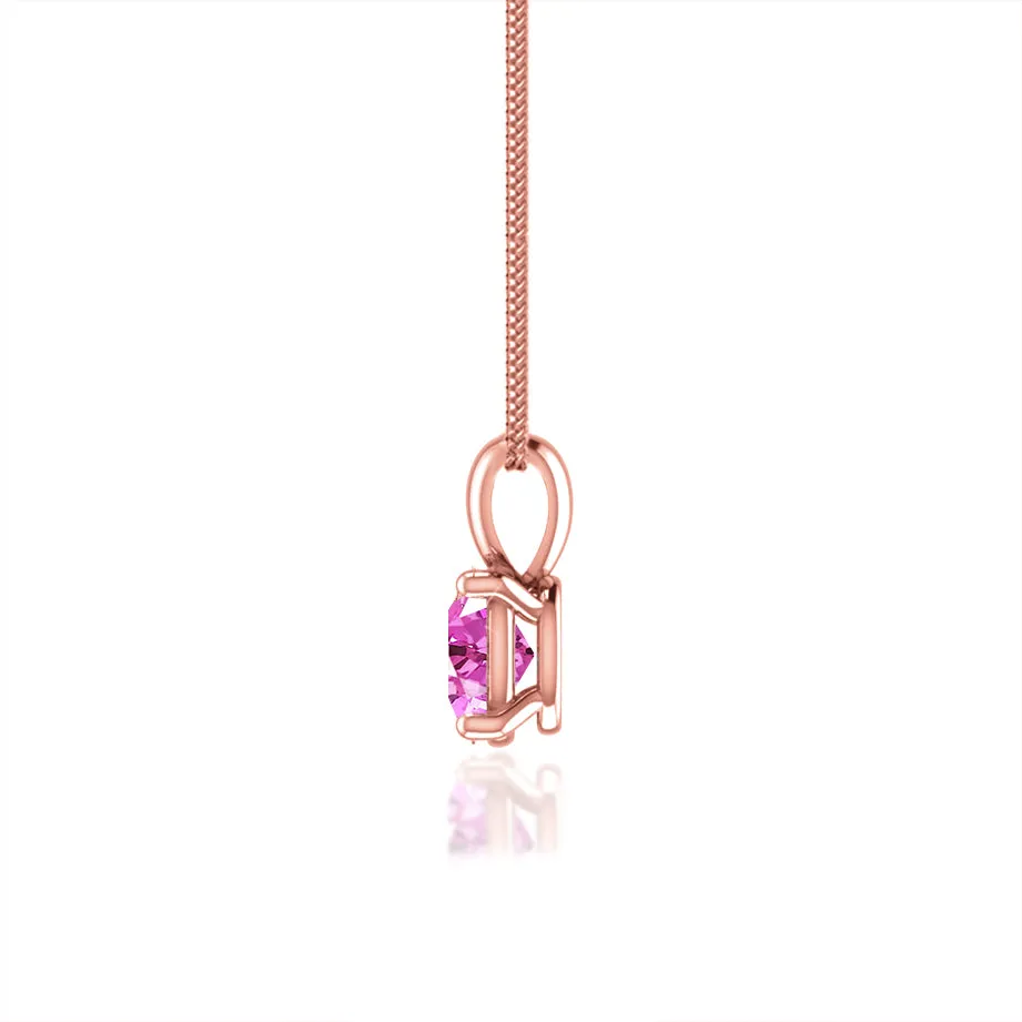 LILA - Oval Pink Sapphire 4 Claw Drop Pendant 18k Rose Gold