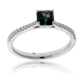 Natural No Heat Sapphire and Diamond Accented Ring