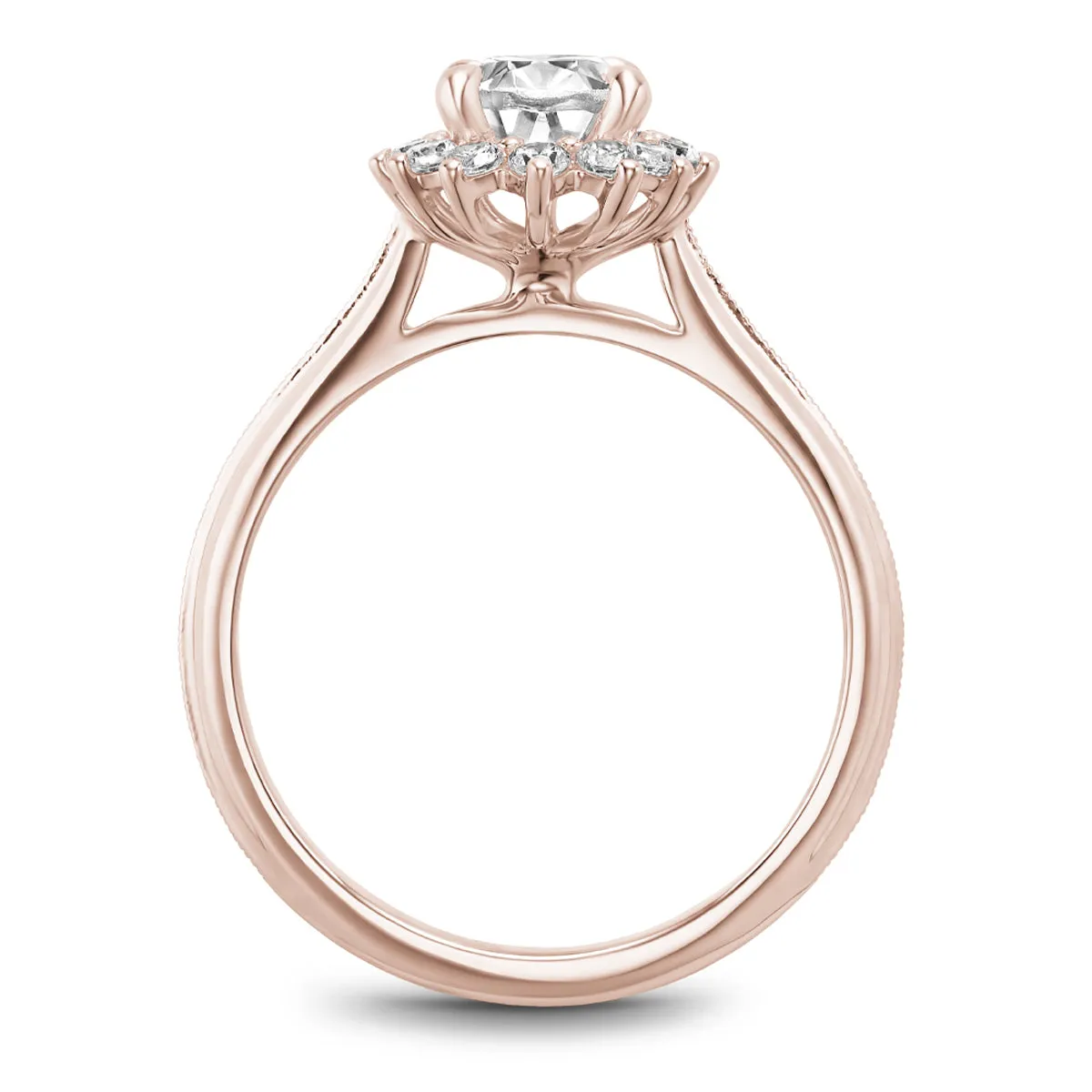 Noam Carver Oval Halo Engagement Ring Setting in Rose Gold