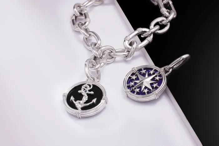 Ocean Reef Anchor Medallion With Black Onyx And Blue Topaz