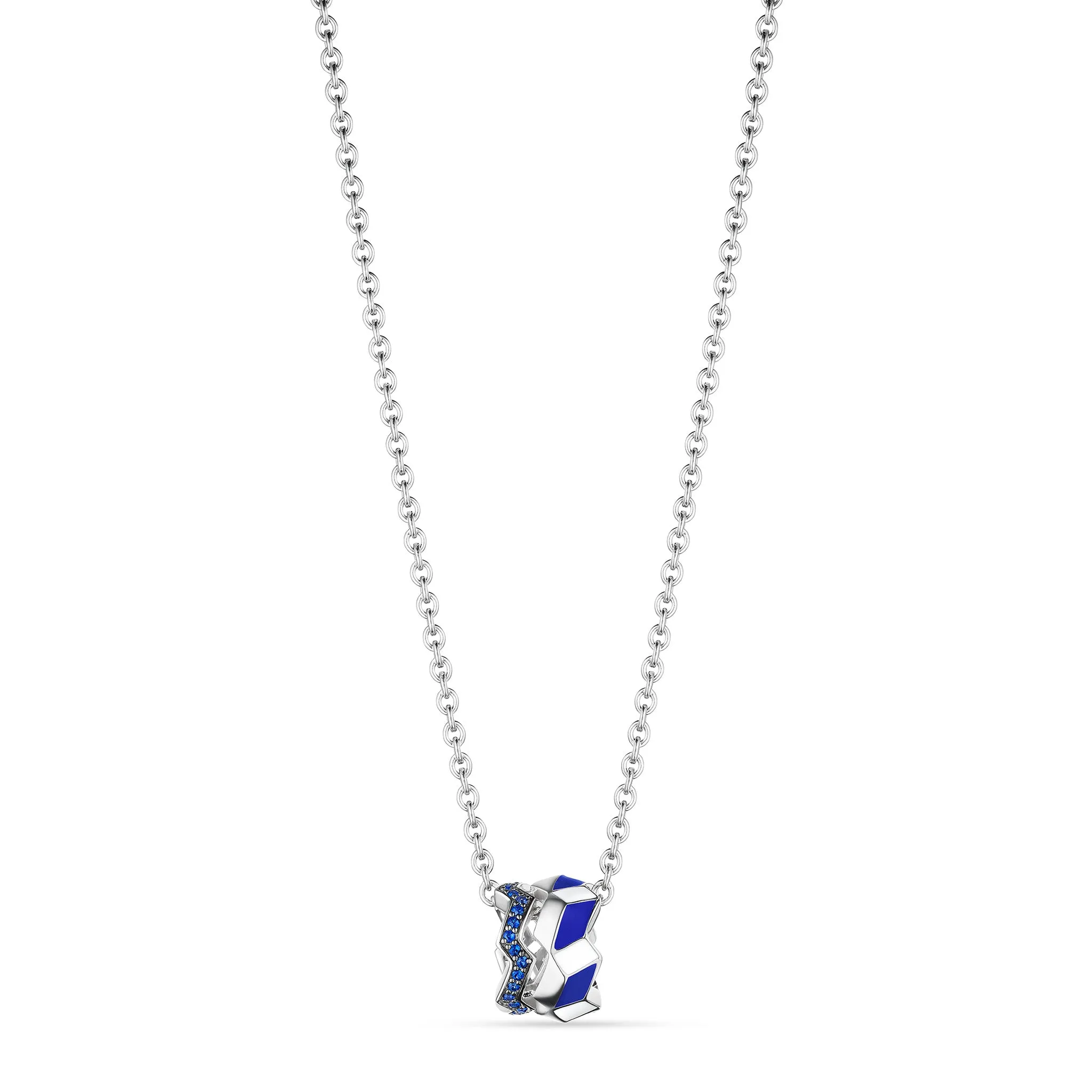 Odyssey Pendant Necklace with Enamel and Blue Sapphire