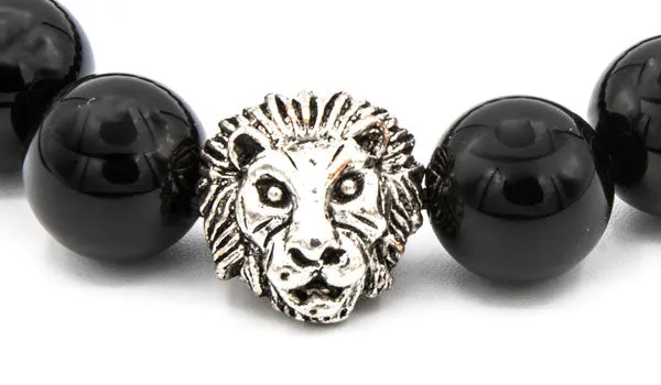 Onyx Gloss Natural Gemstone Lion Head Bracelet
