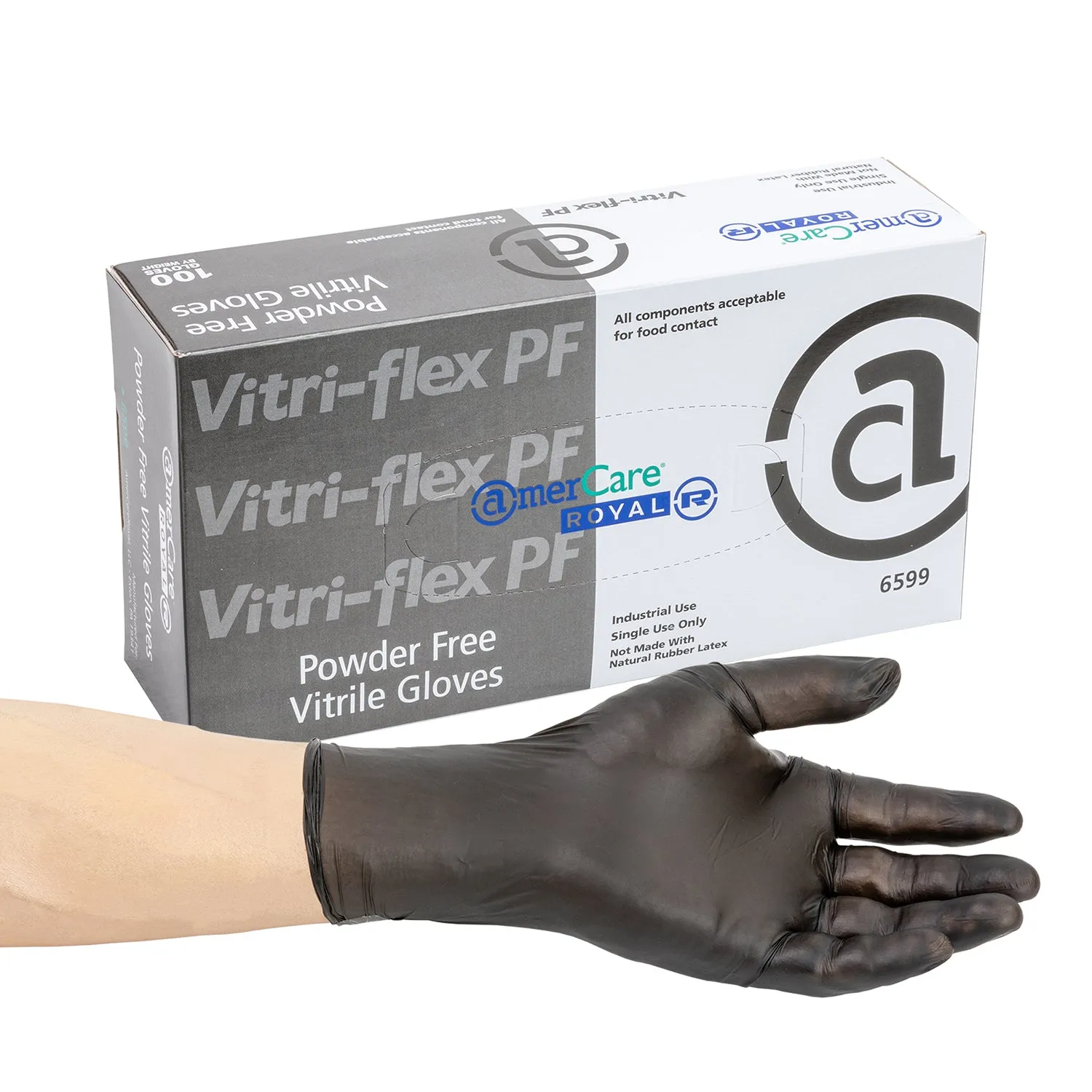 Powder-Free Vitrile Vitri-Flex Black Gloves, Case of 1,000