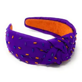 Purple Orange Hand Beaded Sprinkles Knot Headband