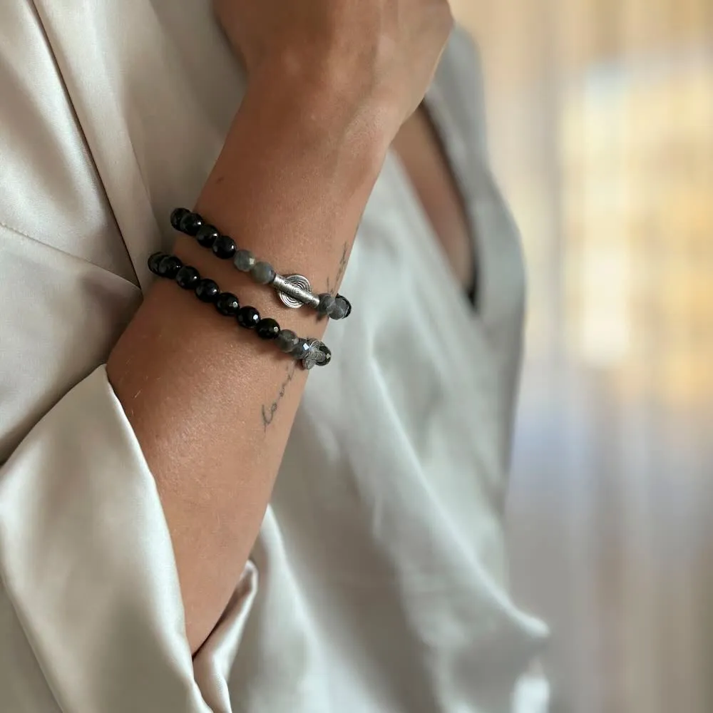 Serendipity Gemstone Bracelet with Labradorite and Onyx