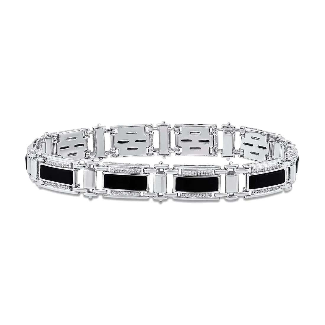Stanton Made for Men Onyx Bracelet with 0.50ct of Diamonds in Sterling Silver