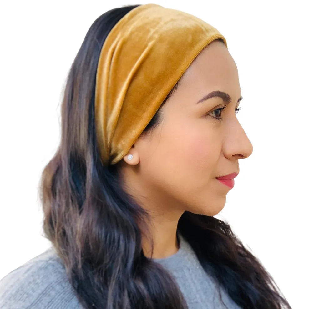 Top Knot Velvet Headband (Gold)