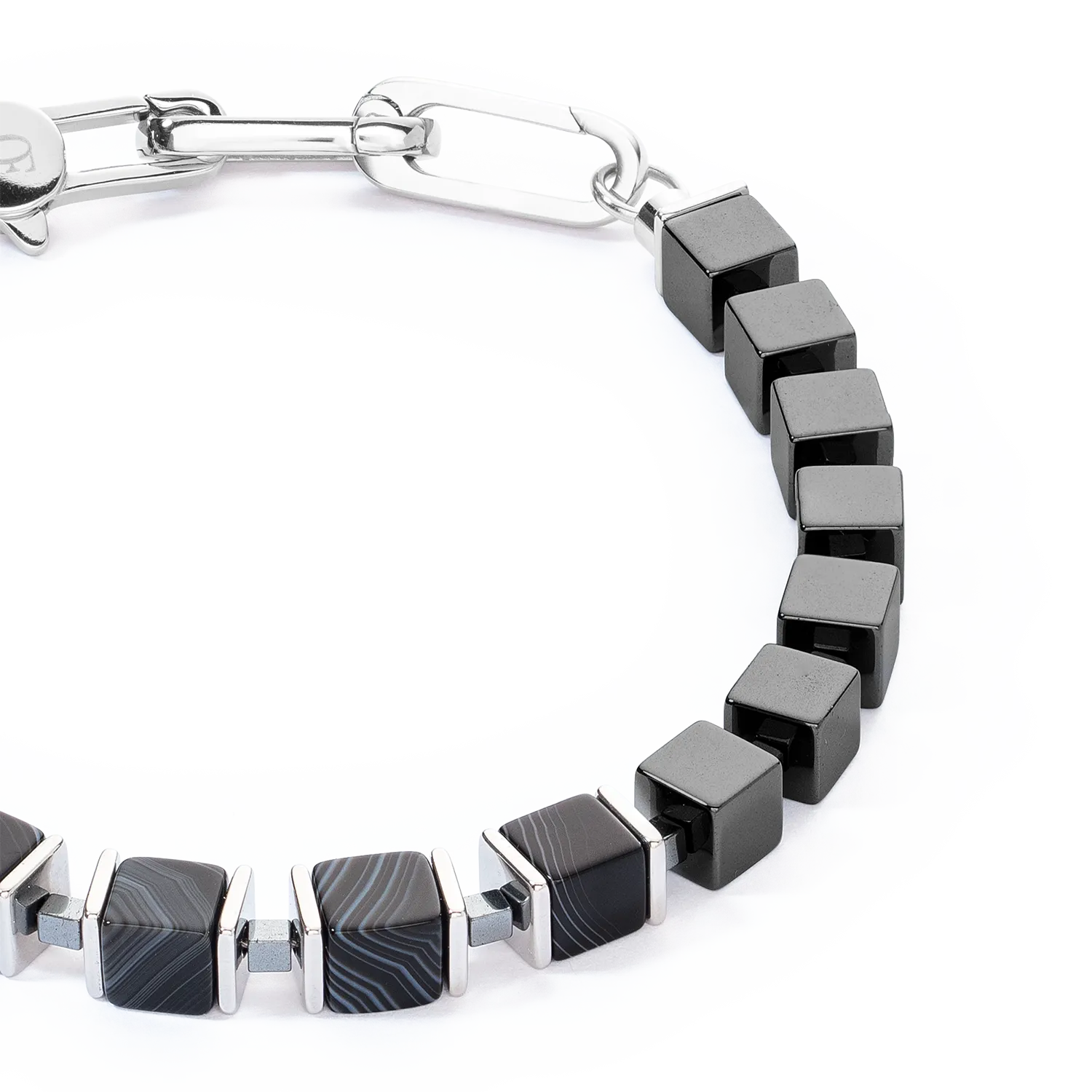 Unisex bracelet precious cubes black