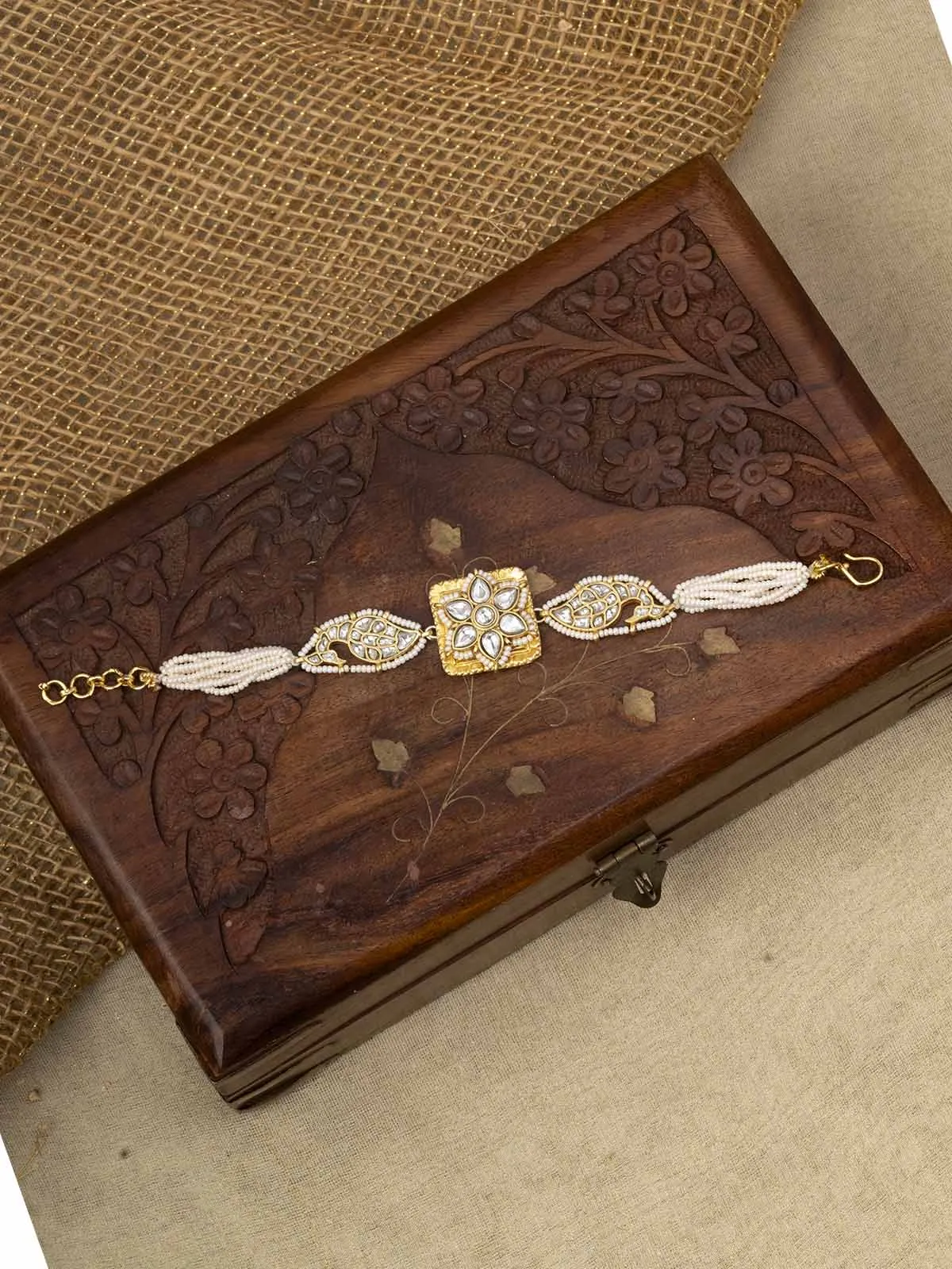 White Color Gold Plated Mishr Bracelet - MR-BRAC84W